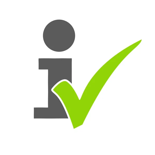 Info icon with green tick — Stock Photo, Image