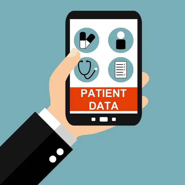 Смартфон: дані пацієнта - плоский дизайн — стокове фото
