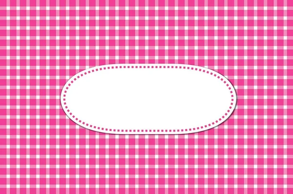 Pink and white tablecloth tablecloth background with oval label