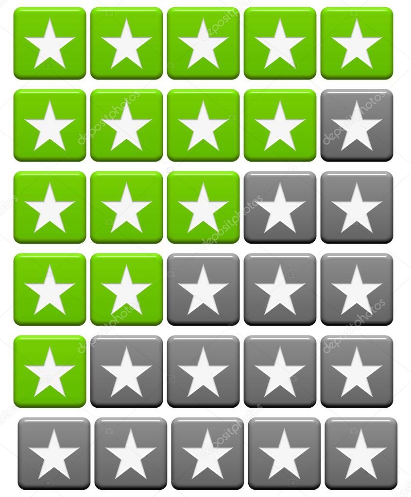 Set of green grey Review Buttons