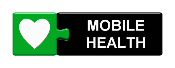 Przycisk puzzle: Mobilnego zdrowia — Zdjęcie stockowe