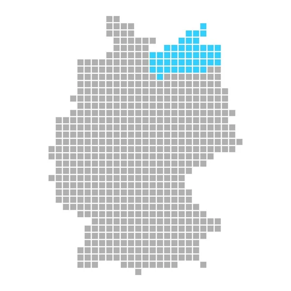 Mecklenburg-Vorpommern på enkel karta över Tyskland — Stockfoto