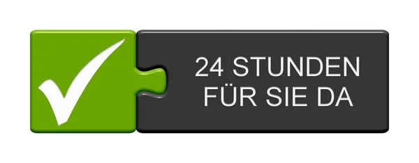 Puzzle Button: 24 hours here for you german — Stock Photo, Image