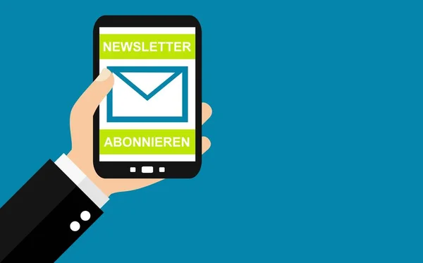 Smartphone: Subscribe to Newsletter german - Flat Design — Stock Photo, Image