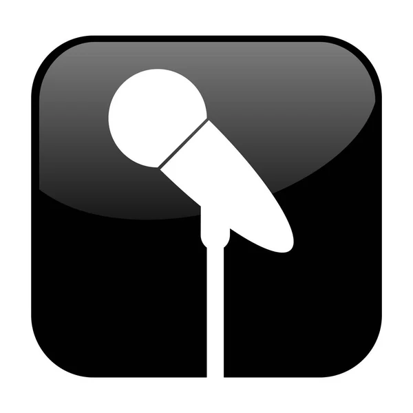 Black Button: Microphone or Podcast — Stock Photo, Image