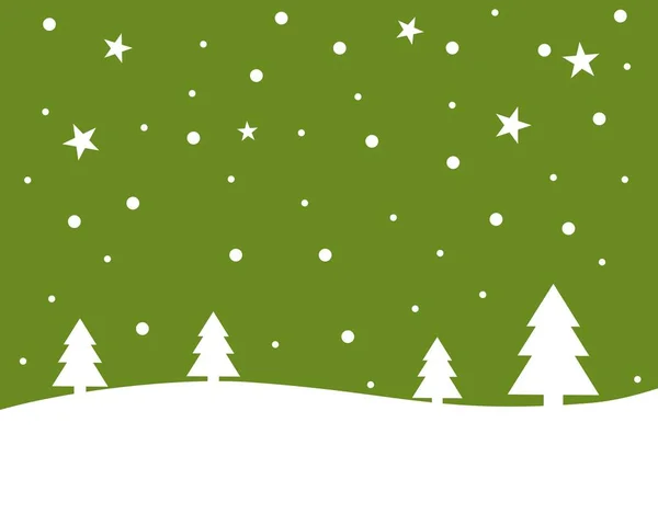 Зелено-белый Рождественский зимний пейзаж — стоковое фото