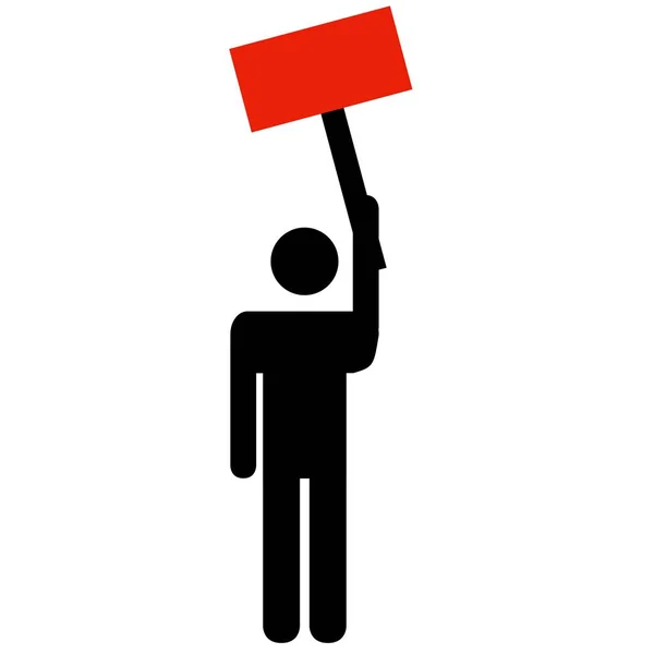 Hombre protestando con signo rojo —  Fotos de Stock