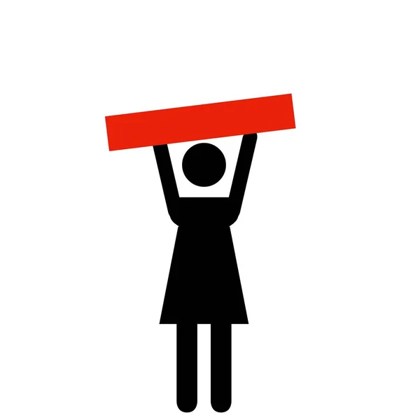 Protestuje kobieta z czerwonym znakiem — Zdjęcie stockowe