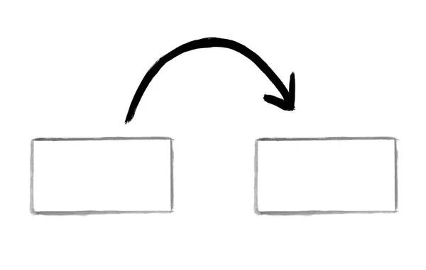 Zeichnung von zwei leeren Schachteln mit Pfeil — Stockfoto