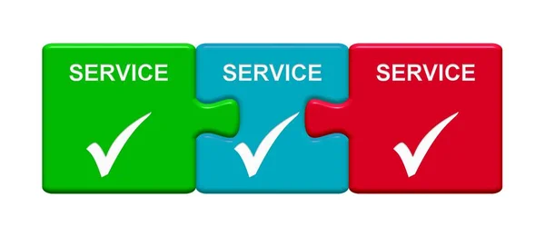 サービス サービス サービスを示す 3 つのパズルのボタン — ストック写真