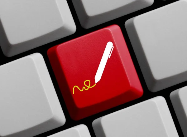 Computertastatur: Bleistift schreiben — Stockfoto
