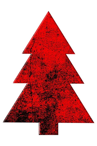 Väderbiten röd grunge julgran — Stockfoto