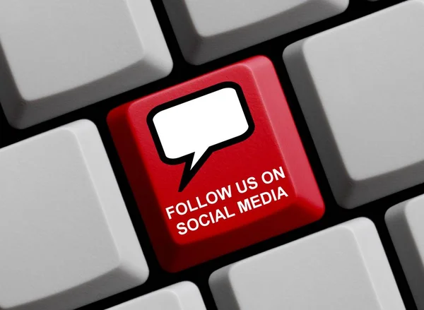 Computer Keyboard: Follow us on Social Media — Stock Photo, Image
