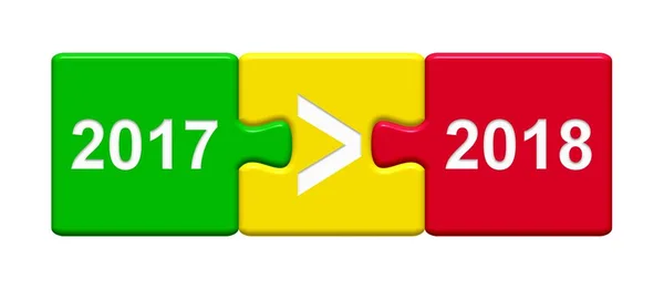 3 Puzzle Buttons showing 2017 and 2018 — Stock Photo, Image