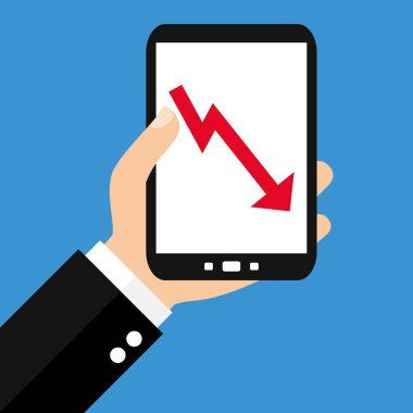 Smartphone: Kırmızı ok aşağı - düz tasarım