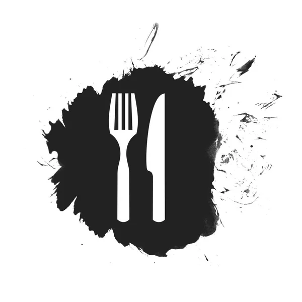 Black Splash Button: Cutlery — Stock Photo, Image