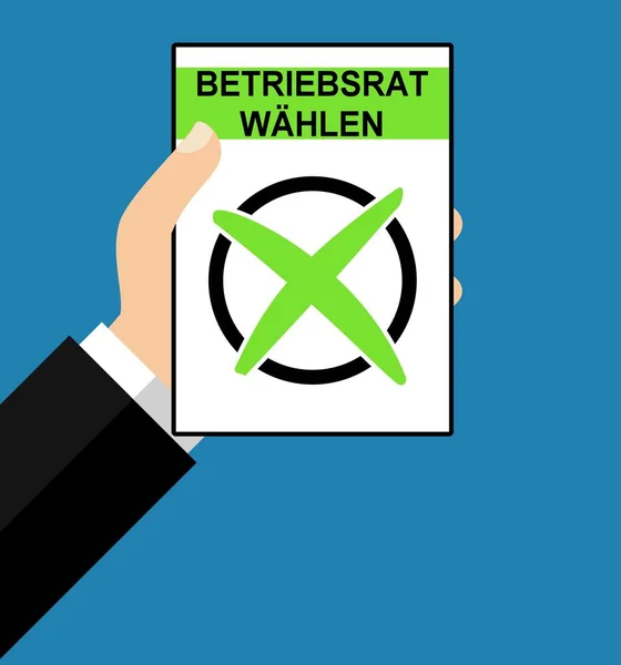Hand with Paper: Employee Organization german - Flat Design — Stock Photo, Image