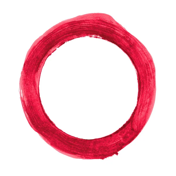 Escova vermelha círculo pintado — Fotografia de Stock