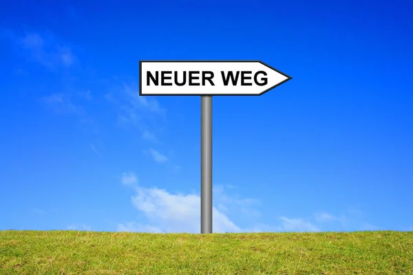 Signpost showing New Way german — Stock Photo, Image