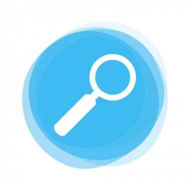 Beyaz Büyüteç üstünde mavi düğme