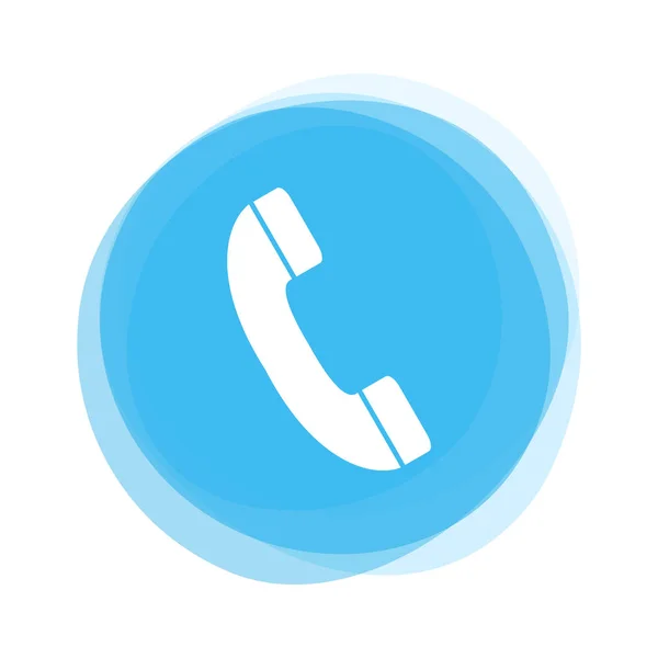 Weißes Telefon auf blauem Knopf — Stockfoto
