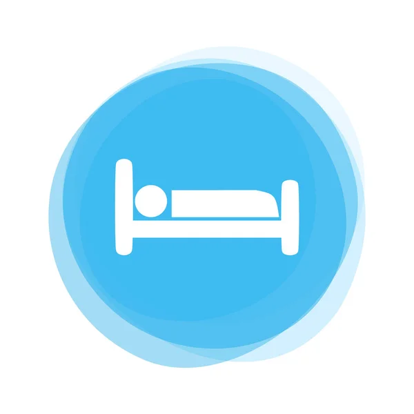 Białe łóżko na niebieski przycisk — Zdjęcie stockowe