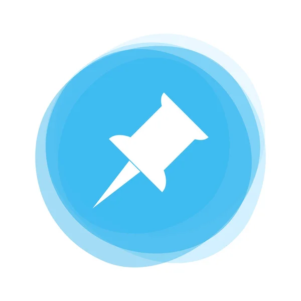 Weiße Drucknadel auf blauem Knopf — Stockfoto