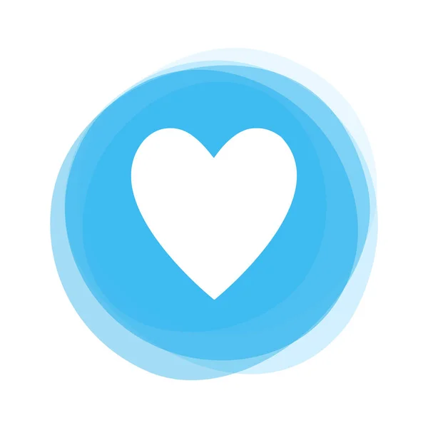 Білий серце на синю кнопку — стокове фото