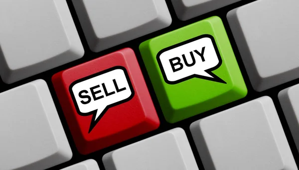 Vender ou comprar - Teclado do computador — Fotografia de Stock