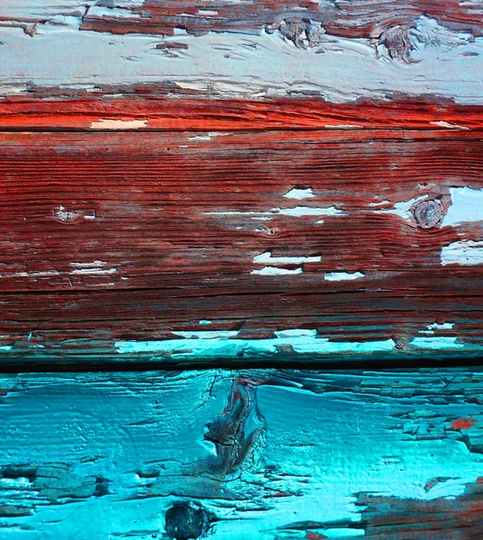Old wood with white red and blue colors — Stock Photo, Image