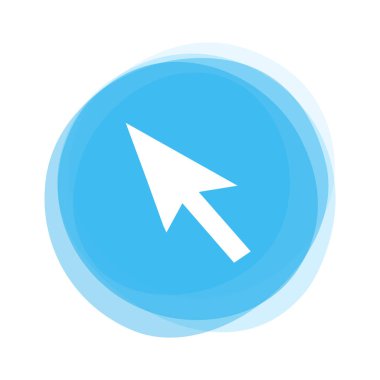 Hafif mavi düğmesindeki beyaz fare oku