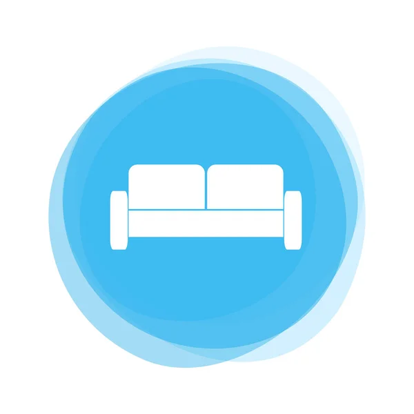 Biała kanapa na jasny niebieski przycisk — Zdjęcie stockowe