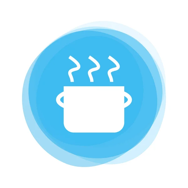 White Cooking Pot on light blue Button — Stock Photo, Image