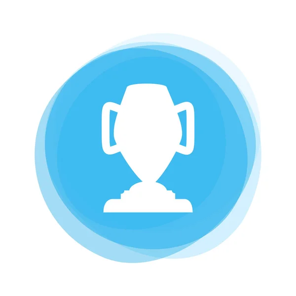Белый трофей на голубой кнопке — стоковое фото