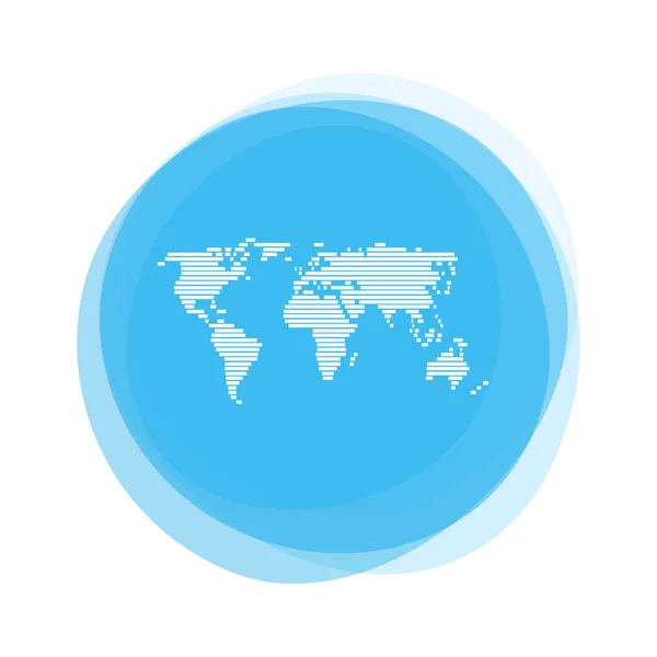 Mappa del Mondo Bianco su Pulsante azzurro — Foto Stock