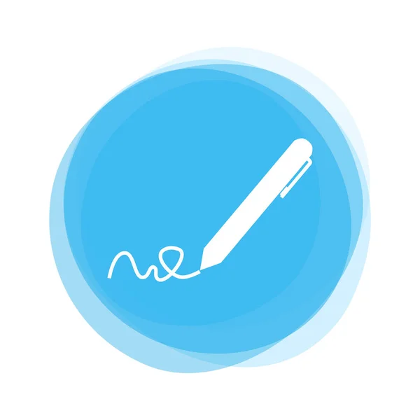 Botão azul claro: caneta de escrita — Fotografia de Stock
