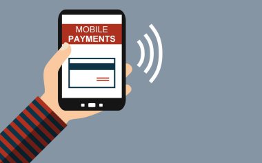 Smartphone: Mobil ödeme - düz tasarım
