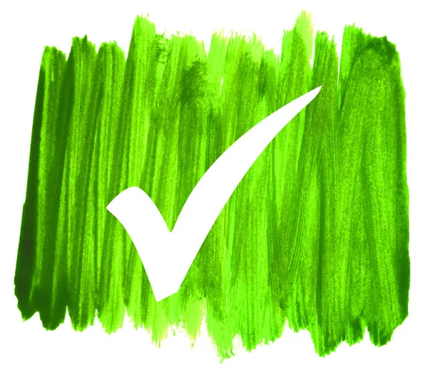 Pinceladas verdes sujas pintadas à mão com ícone de marca — Fotografia de Stock