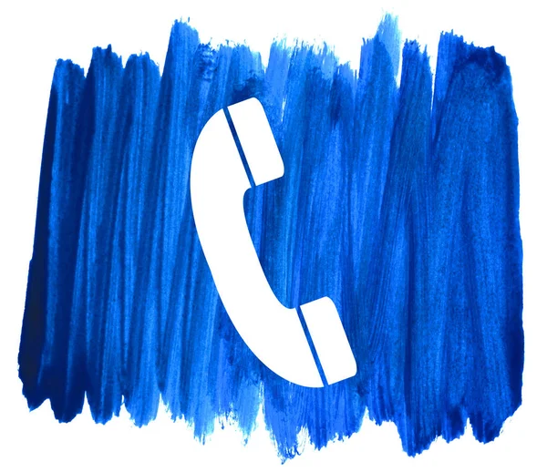 Handgeschilderde vuile blauwe lijnen met Hotline pictogram — Stockfoto