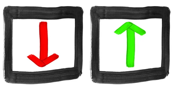 Painted red and green arrows up and down — Stock Photo, Image