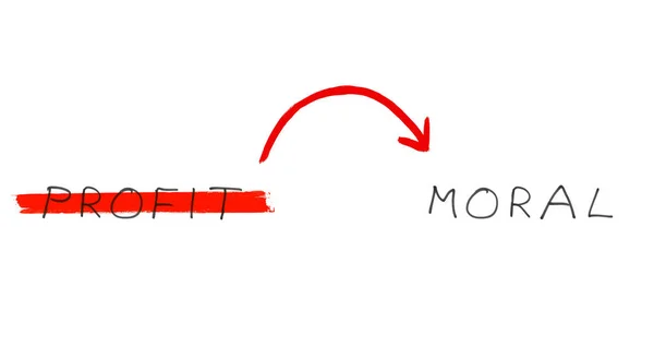 利益と道徳-手書き文字 — ストック写真