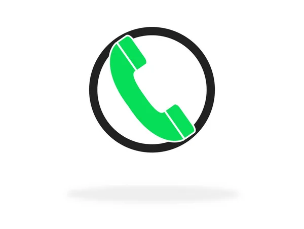 Icon and Shadow: Telephone symbol in circle — Stock Photo, Image