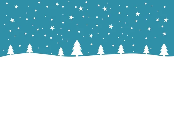 Cartão de fundo de Natal azul com paisagem de inverno branco — Fotografia de Stock