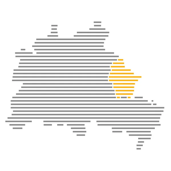 Marzahn-Hellersdorf -带有橙色区的柏林地图 — 图库照片