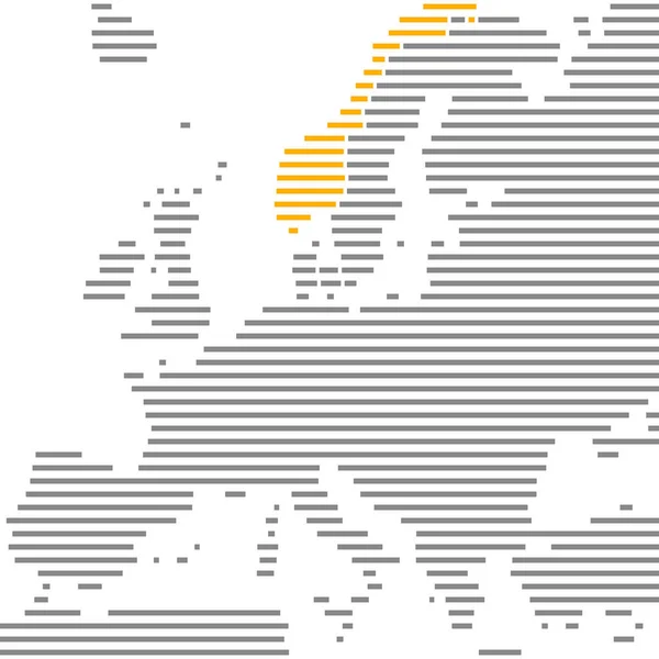 Gri ve turuncu çizgilerle Avrupa haritasında Norveç — Stok fotoğraf