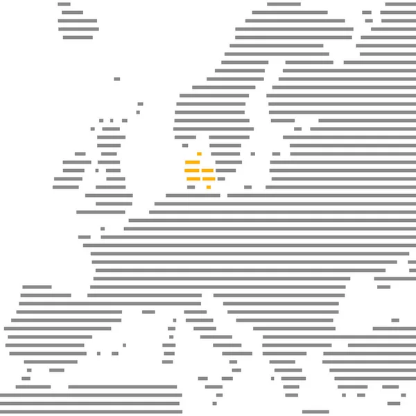 Danmark på kartan över Europa med grå och orange ränder — Stockfoto