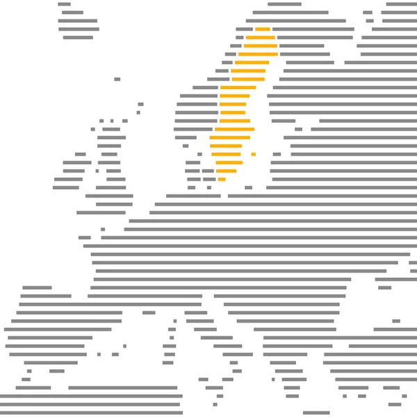 Швеция на карте Европы с серыми и оранжевыми полосками — стоковое фото