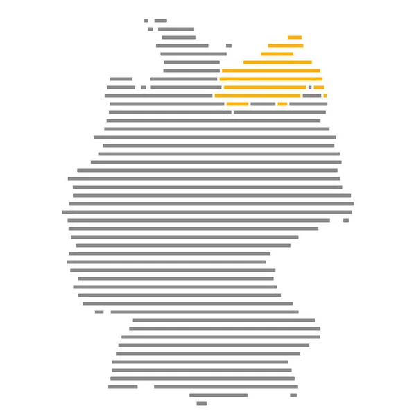 Mecklenburg-Vorpommern - Χάρτης ομόσπονδων κρατών της Γερμανίας με γκρι πορτοκαλί ρίγες — Φωτογραφία Αρχείου