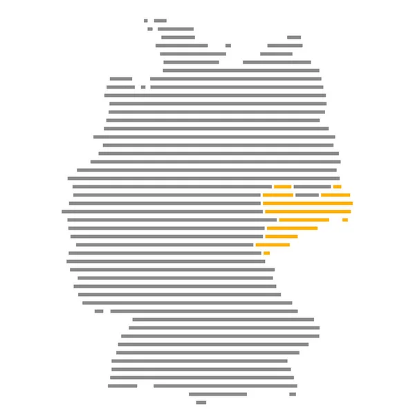Sajonia / Sachsen - Mapa de los Estados Federales de Alemania con rayas naranjas grises — Foto de Stock