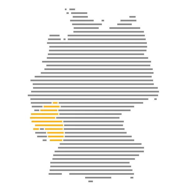 Rhineland-Pfalz / Rheinland-Pfalz - Χάρτης ομόσπονδων κρατών της Γερμανίας με γκρι πορτοκαλί ρίγες — Φωτογραφία Αρχείου
